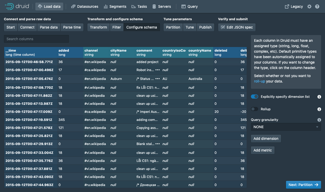 Data loader schema