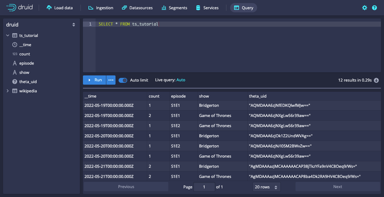 View data with SELECT all query