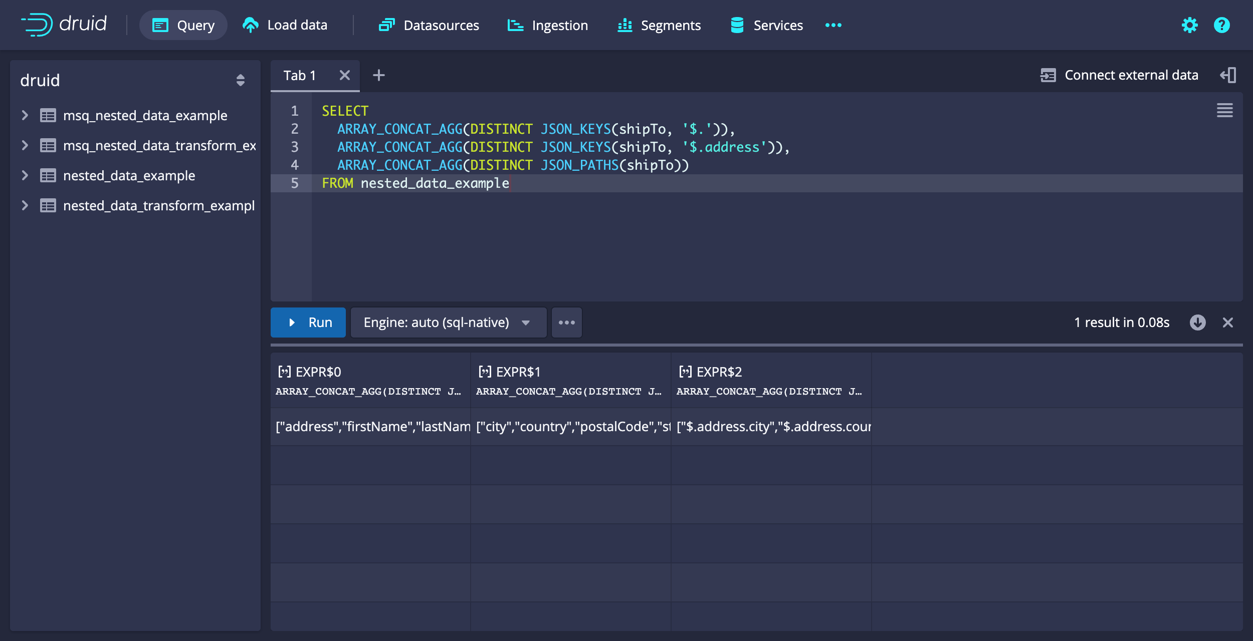 Examine JSON object schema