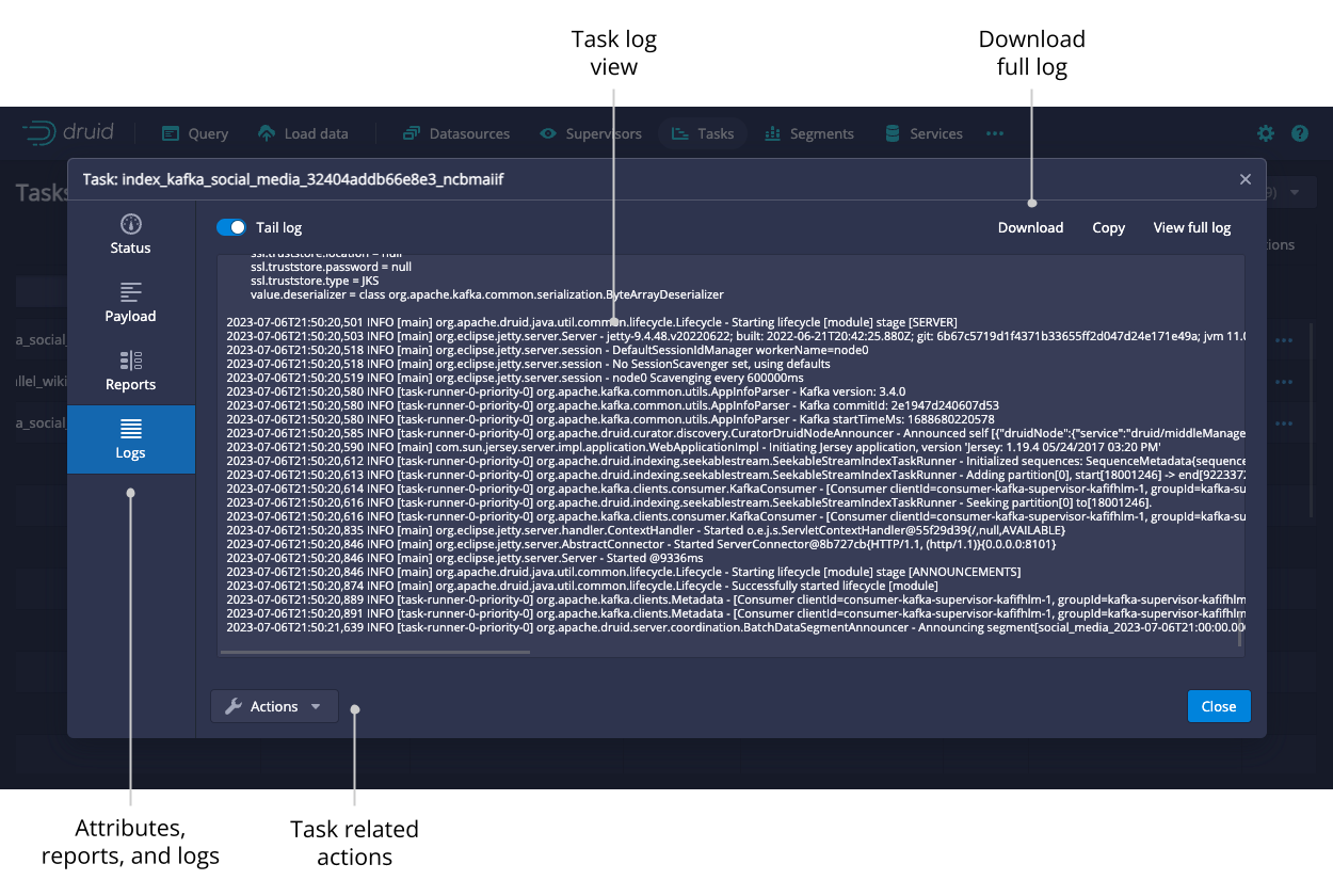 Tasks status