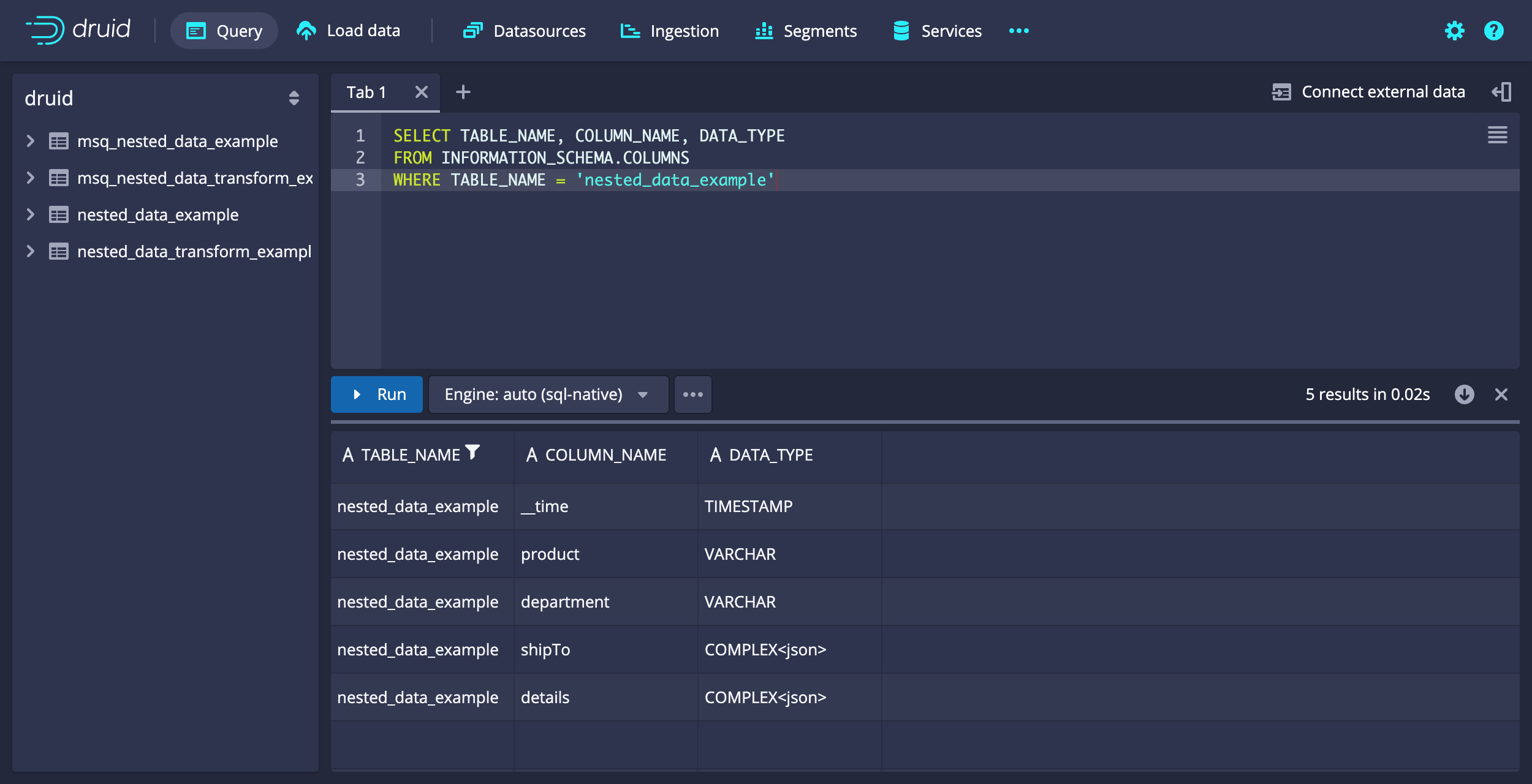 Display data types