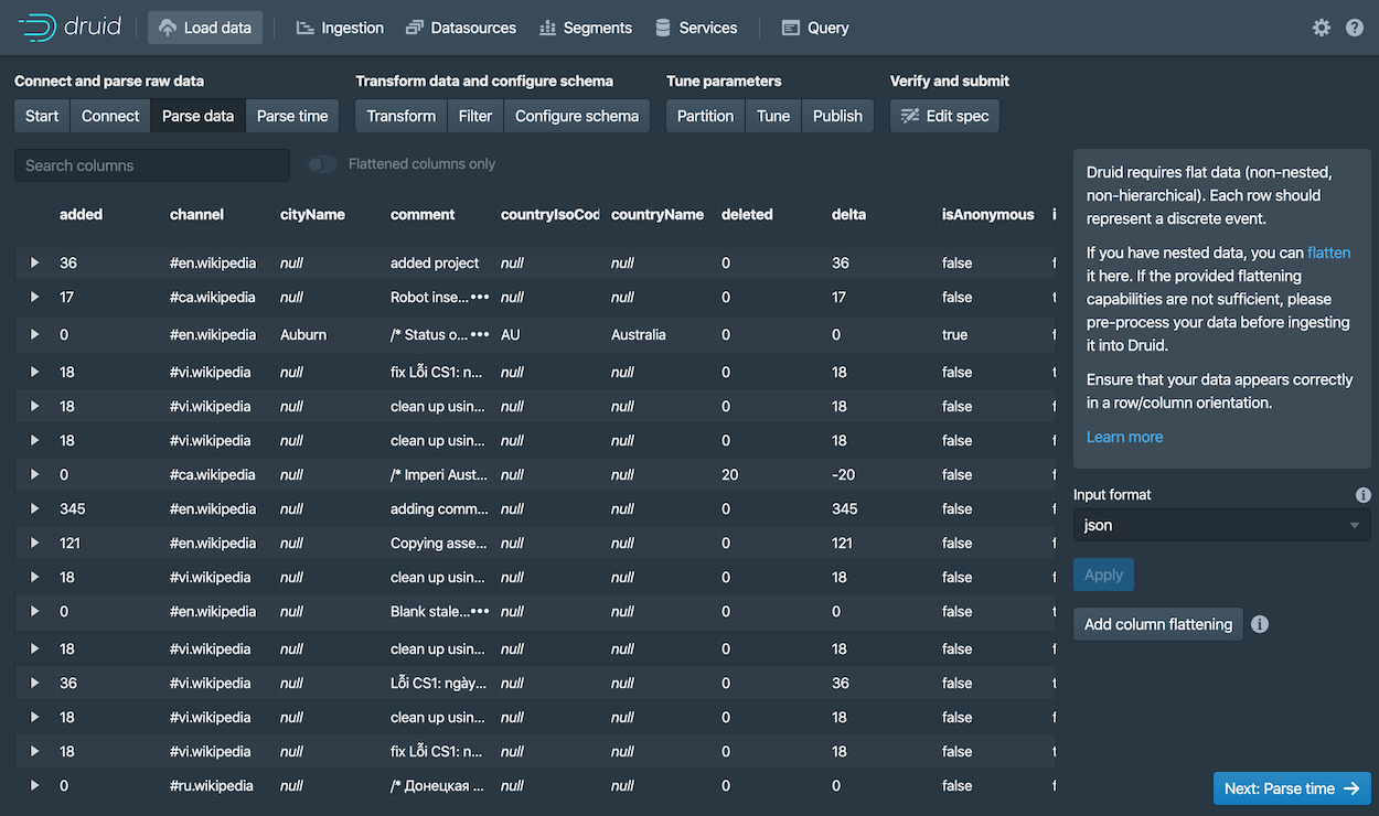 Data loader parse data