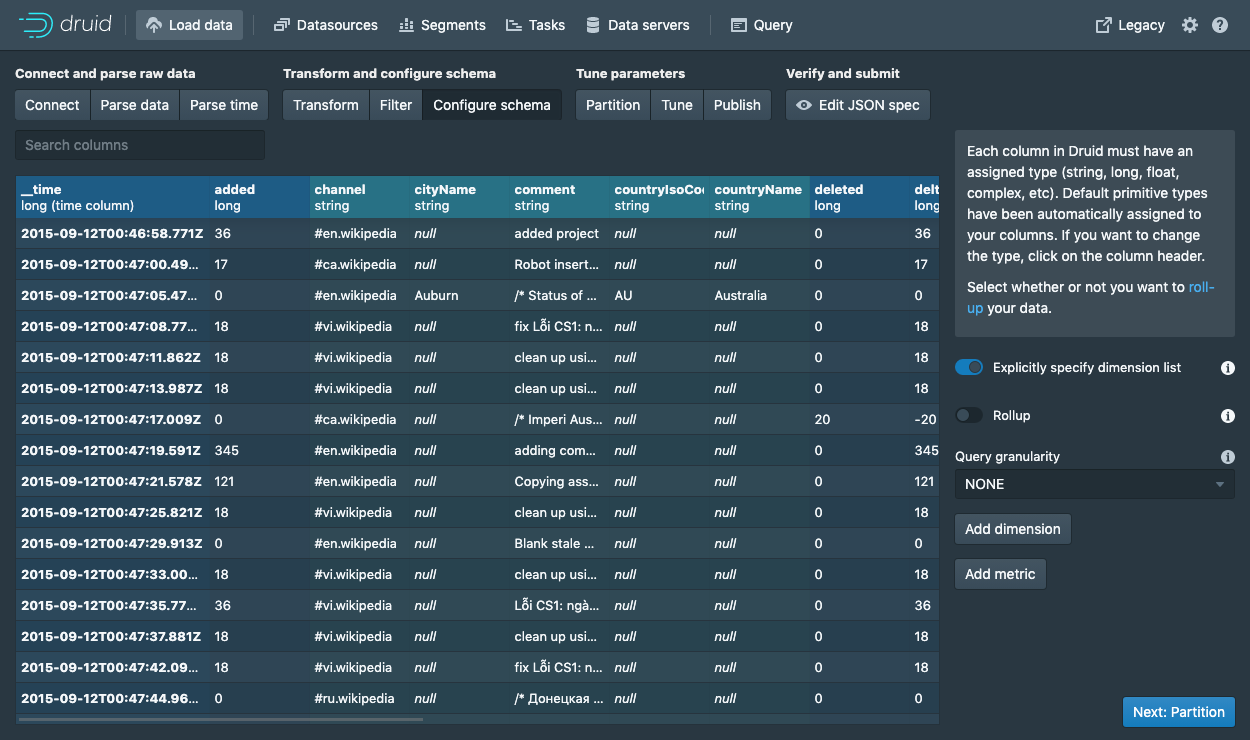 Data loader schema