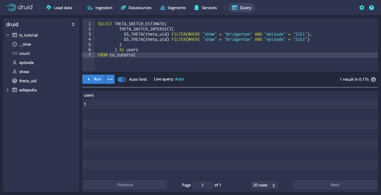 Count distinct with Theta sketches, filters, and set operations