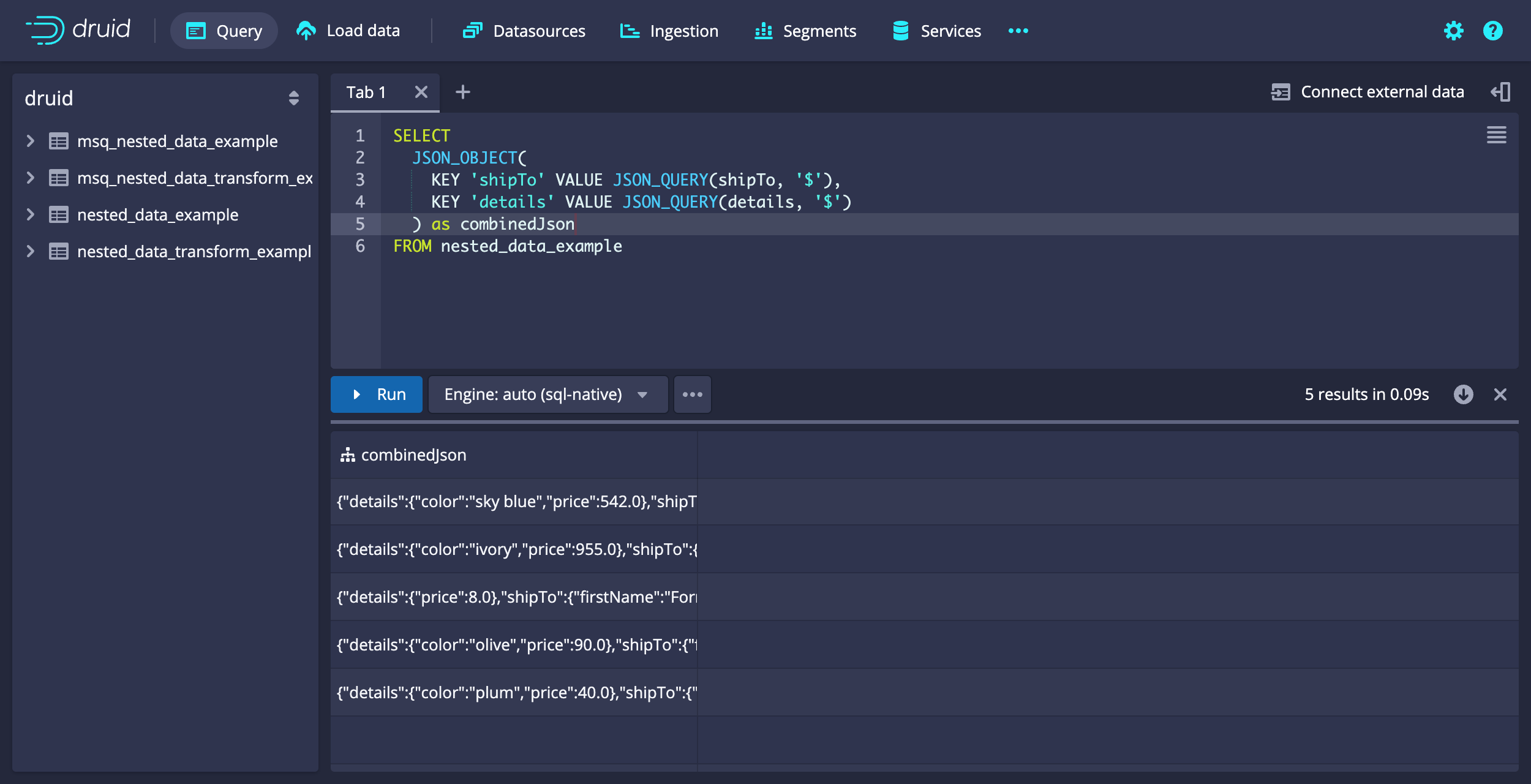 Combine JSON inputs