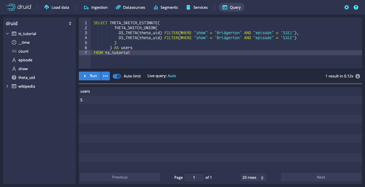 Count distinct with Theta sketches, filters, and set operations