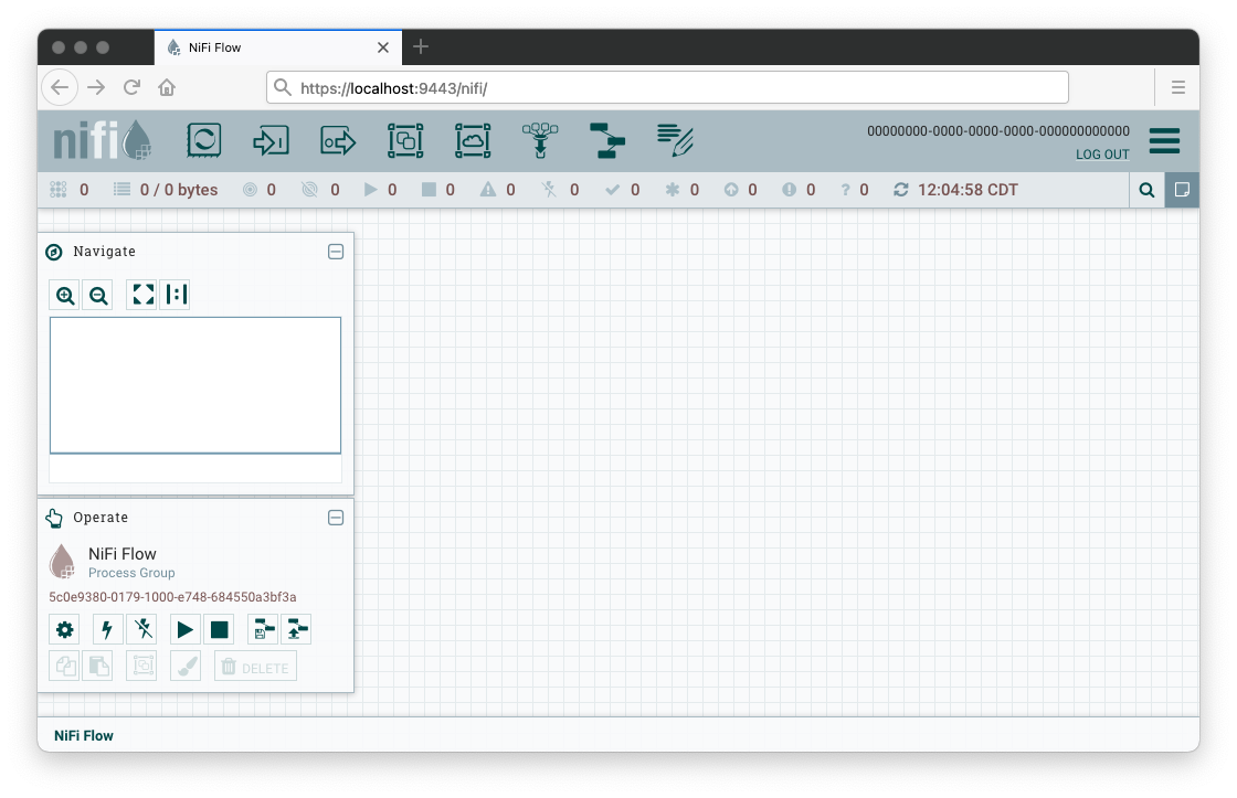 NiFi Flow Authenticated Screen