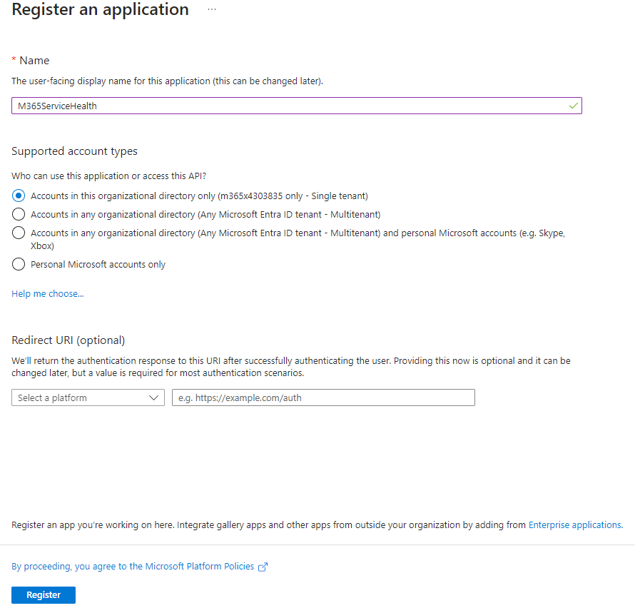 Azure Entra ID app registration