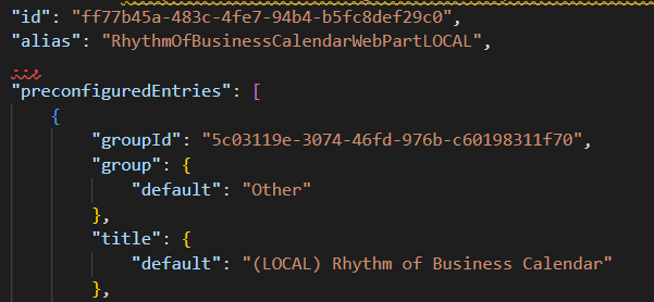 RhythmOfBusinessCalendarWebPart.manifest.json file contents