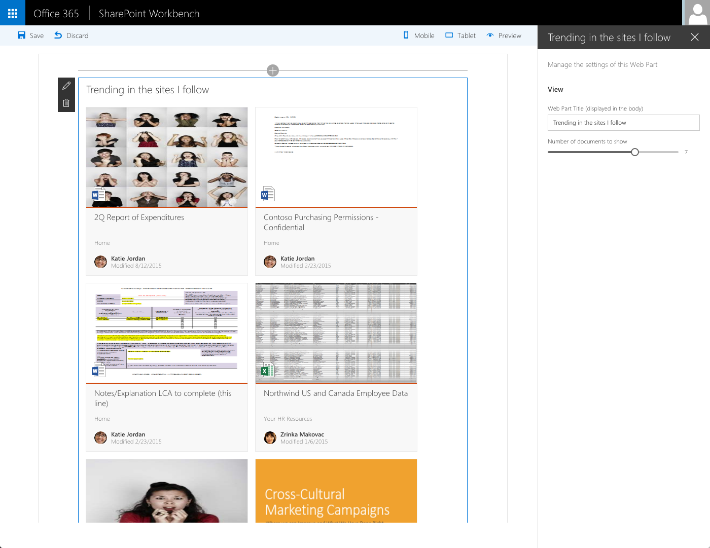 Working with Web Part in the SharePoint Workbench