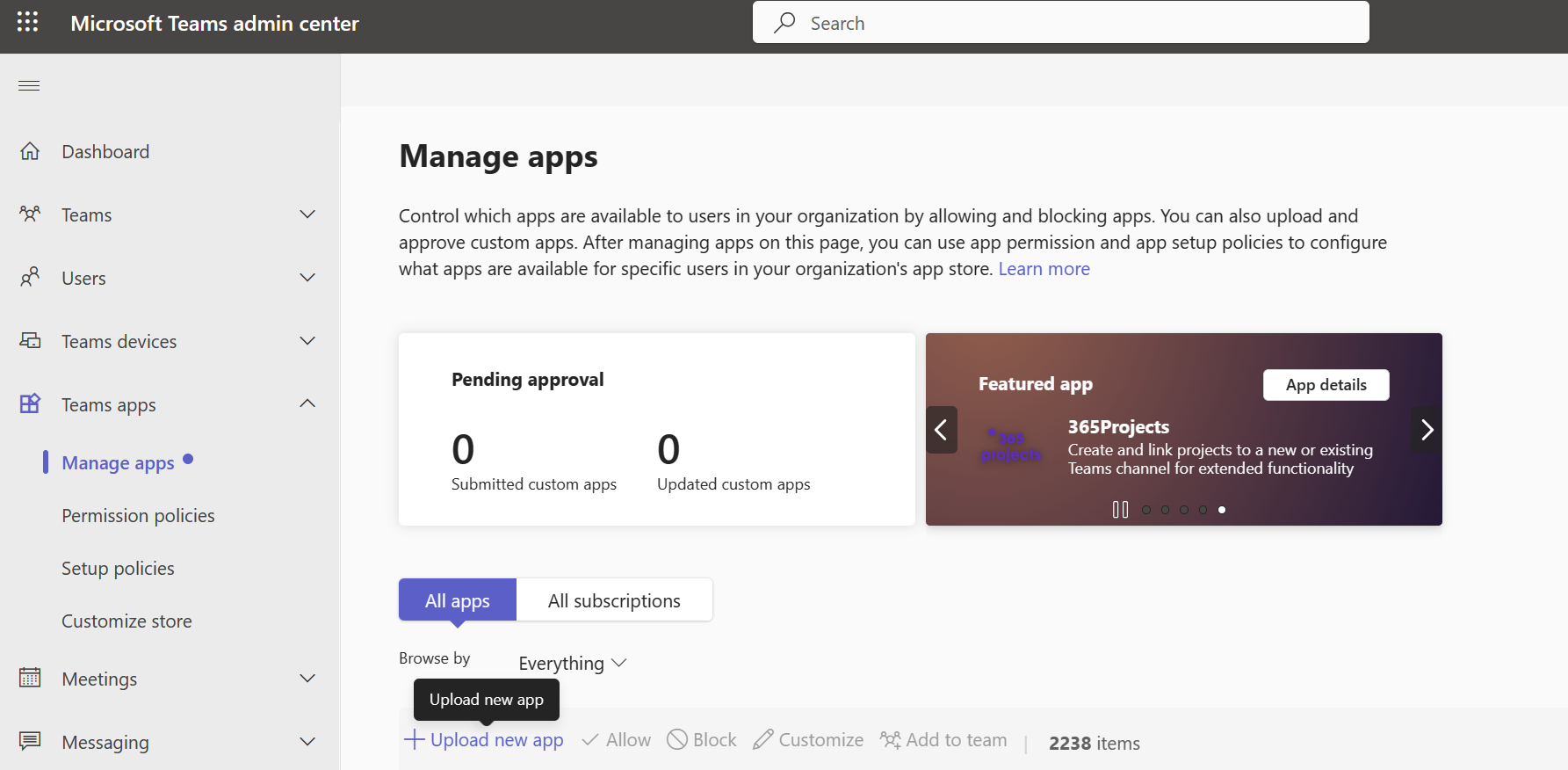 Teams Admin Center Manage Apps