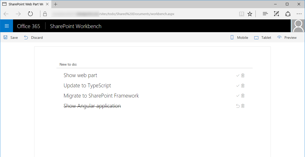 Angular todo application as a SharePoint Framework client-side web part