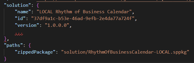 package-solution.json file contents