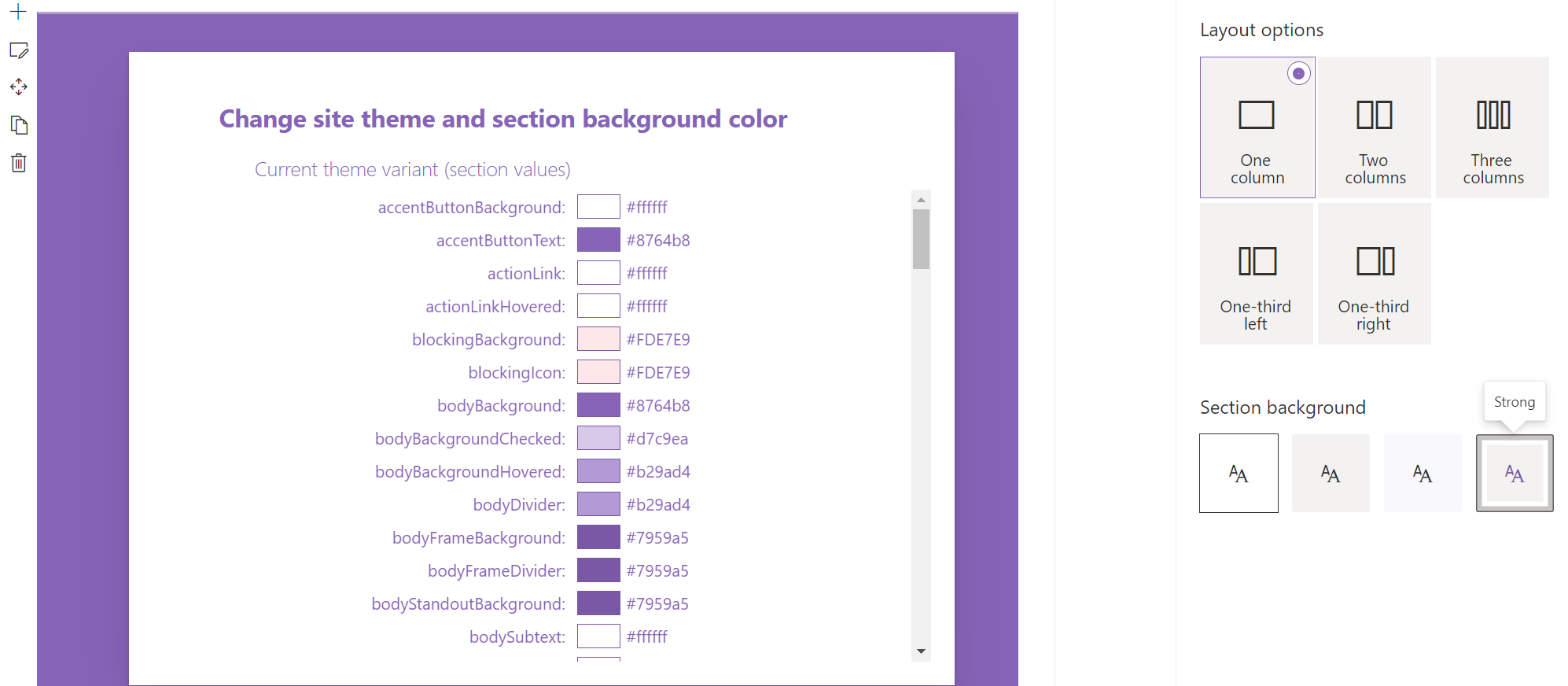 SharePoint Section Themes Client Side Web Part