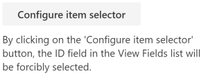 Configure item selector