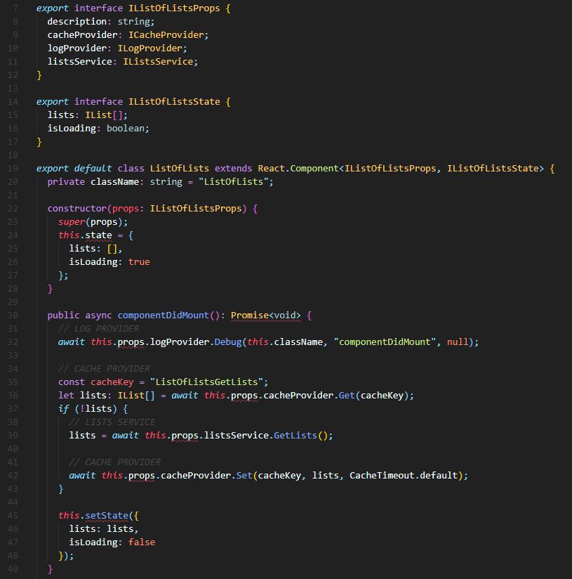 Sample SPFx Web Part implementing IoC pattern