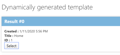 Item selector template output