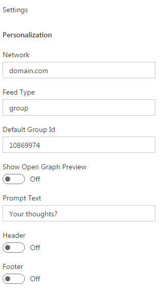 Yammer Feed WebPart Properties