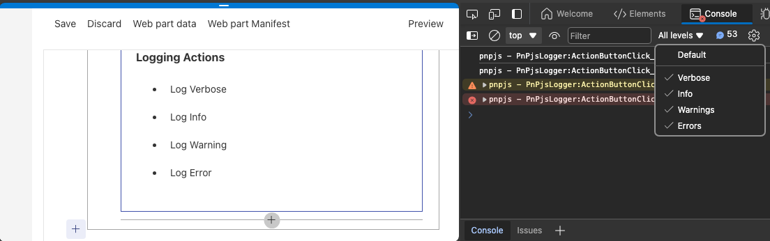 Logoutput with Browser Log Level Filter