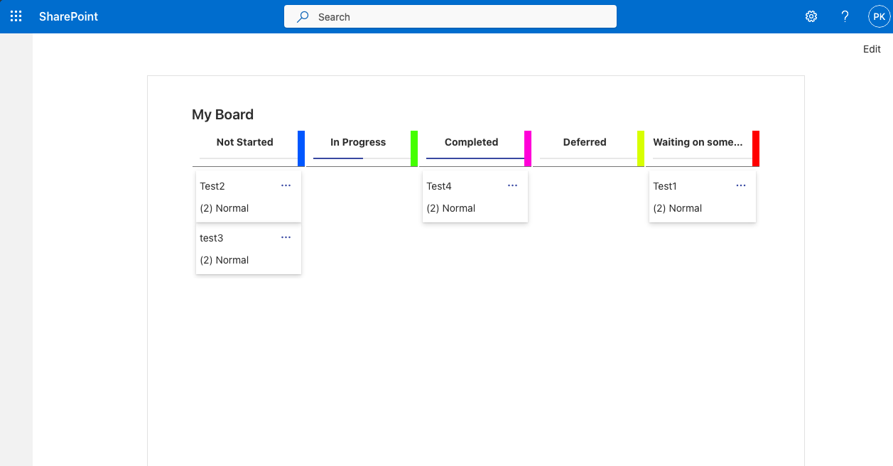 Kanban Board View Items