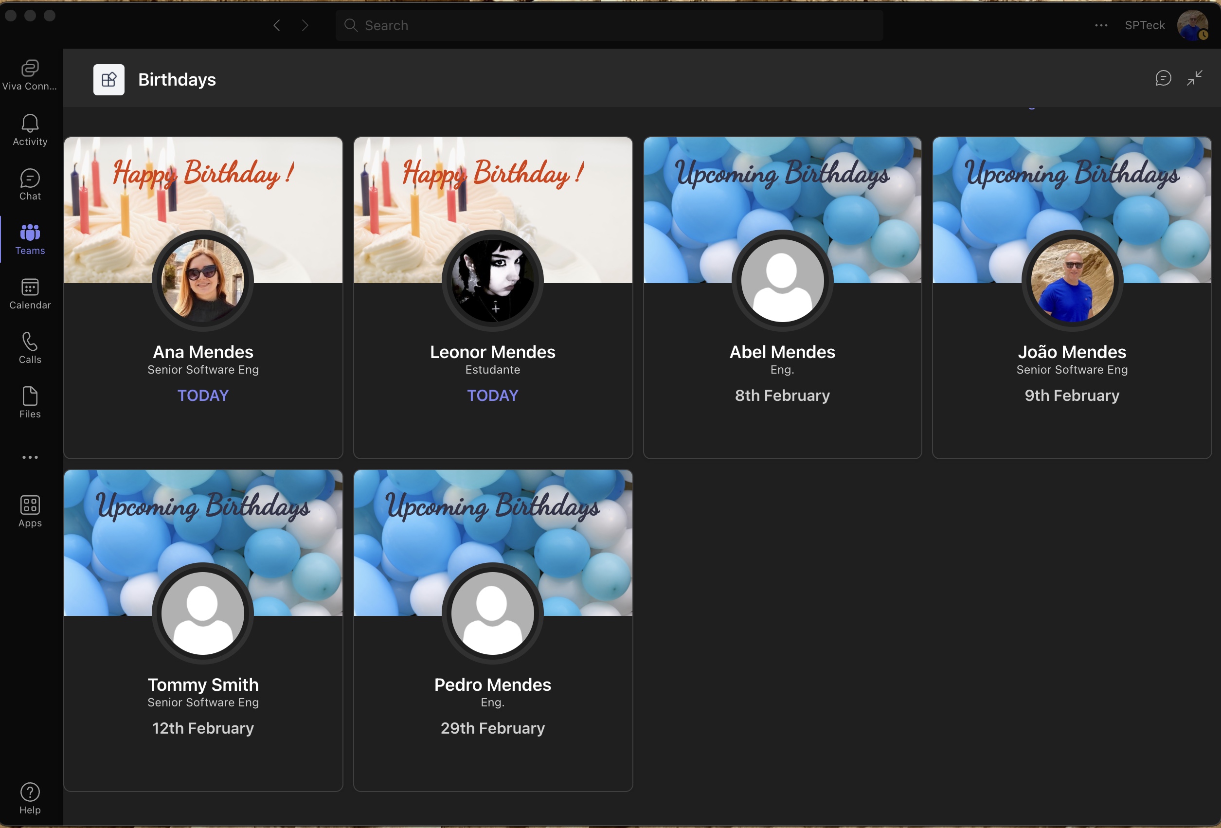 Birthdays Web Part