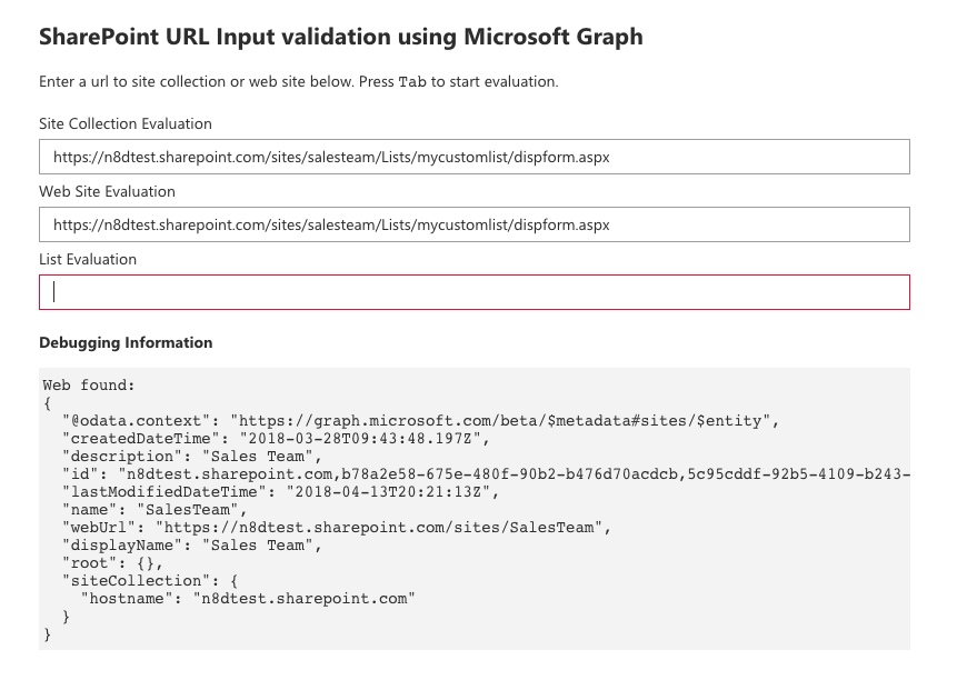 Evaluation of web site with current debug information