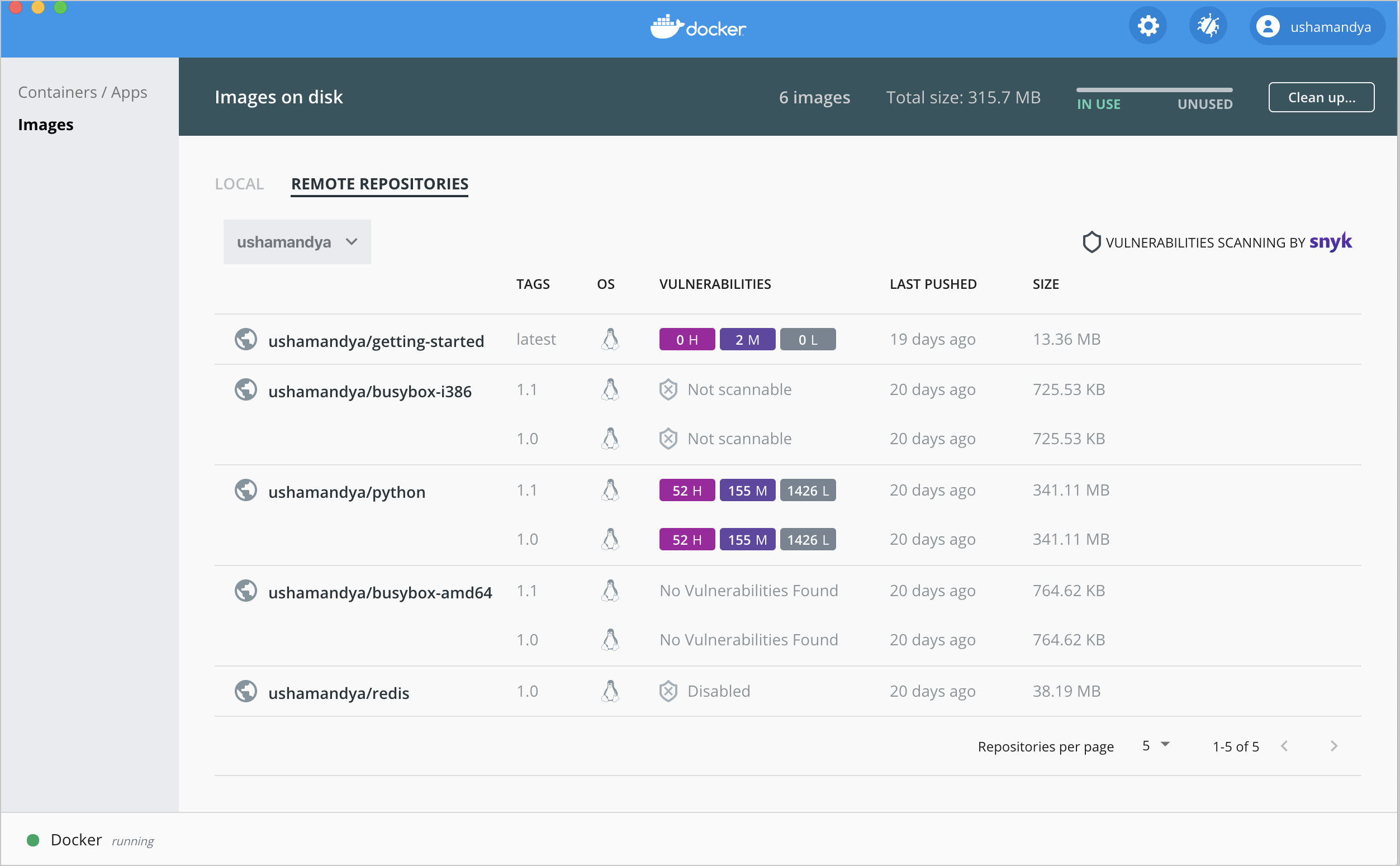 Images in remote repositories