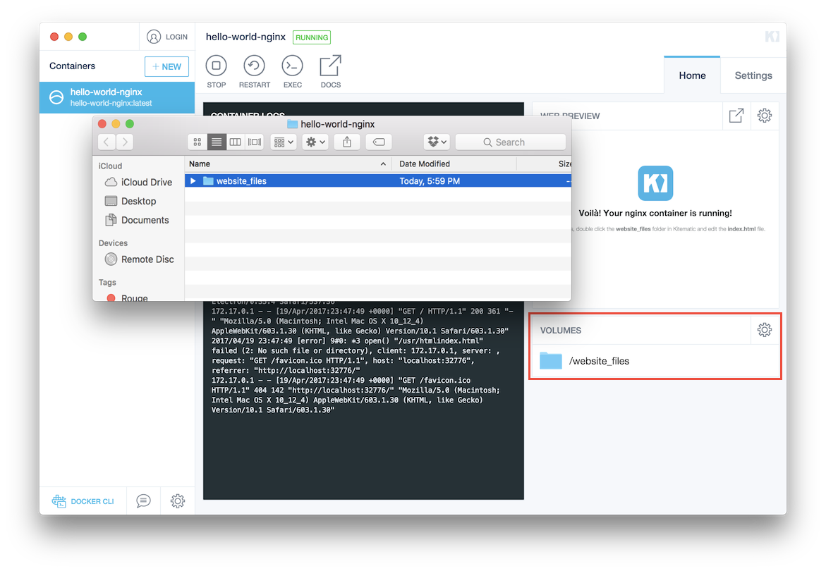 Accessing the volumes directory