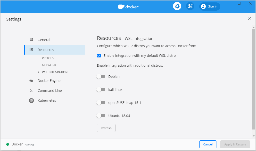 WSL 2 Choose Linux distro