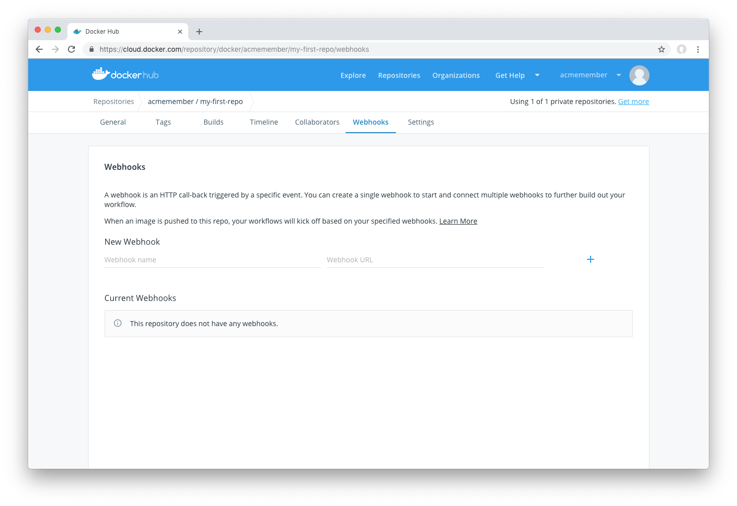 Webhooks Page