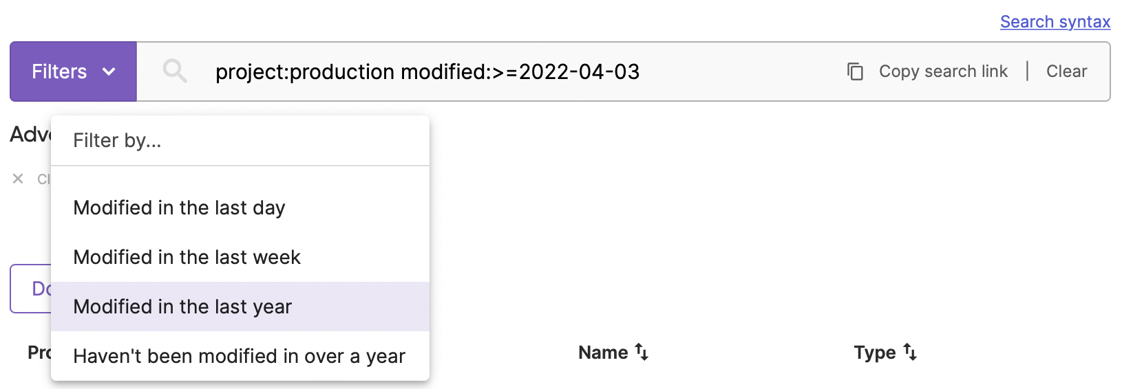 Resource Search Filters